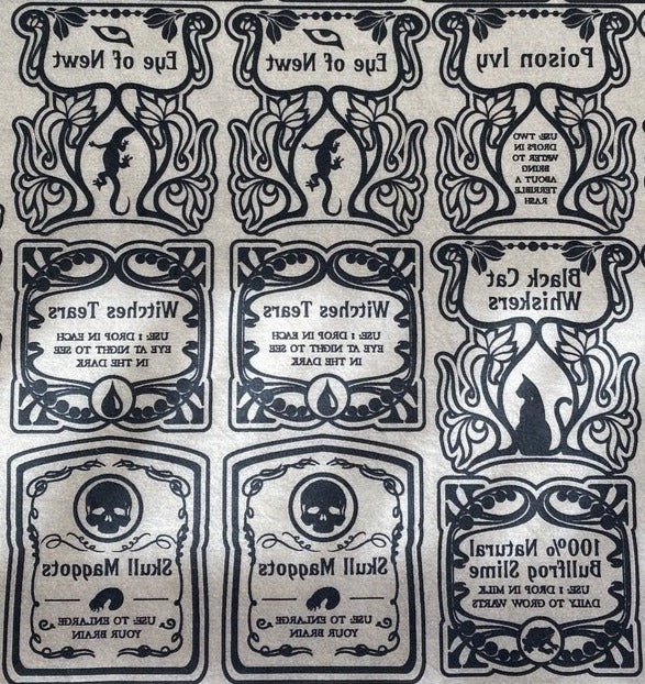 Apothecary Labels - Underglaze Transfer Sheet