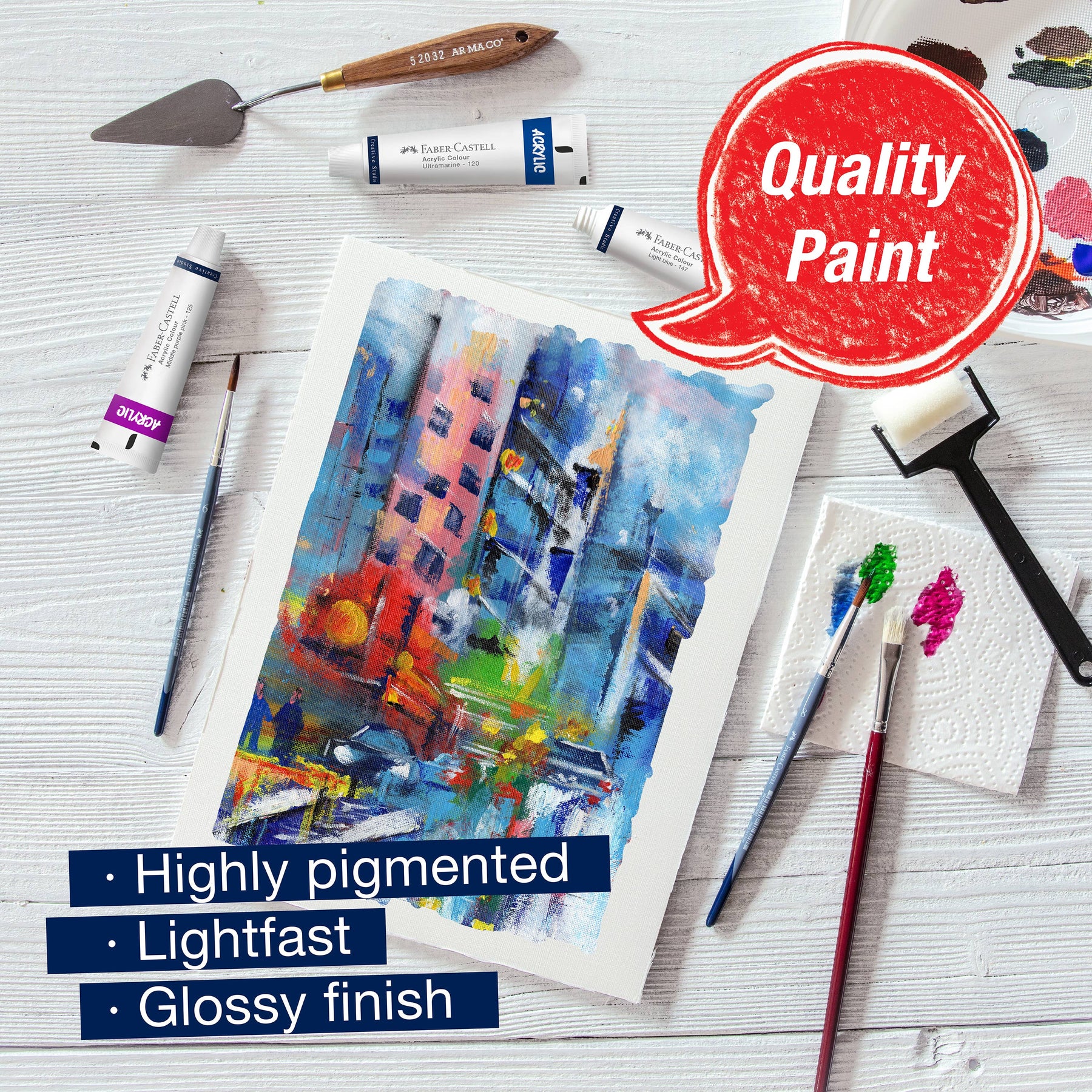 Vibrant Acrylic Paints, Set of 12 Tubes